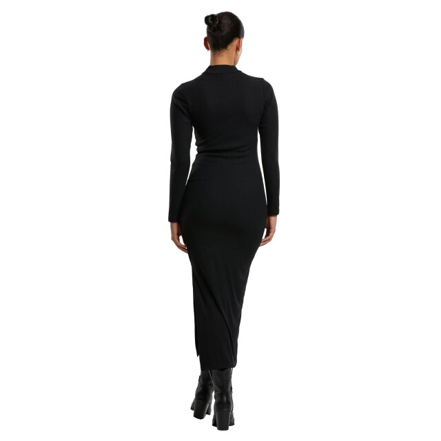Urban Classics Dames ribbed mock neck jurk met lange mouwen UTTN515_black large