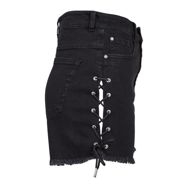 Urban Classics Dames denim lace up hoge taille shorts UTTN244_blackwash large
