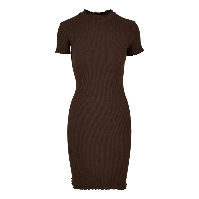 Urban Classics Dames ribbed t-shirt jurk UTTN247_brown large