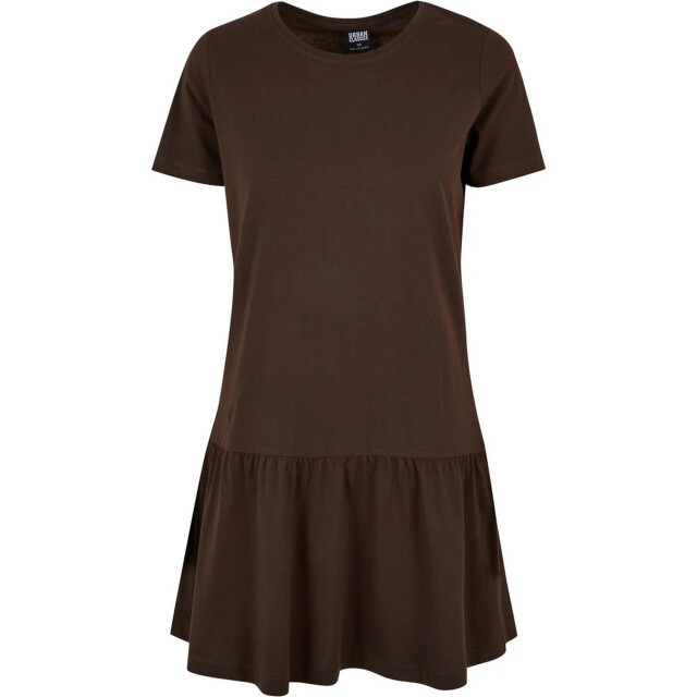 Urban Classics Dames valance t-shirt jurk UTTN236_brown large