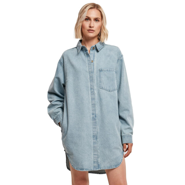 Urban Classics Dames denim oversized overhemdjurk UTTN476_tintedwashedlightblue large