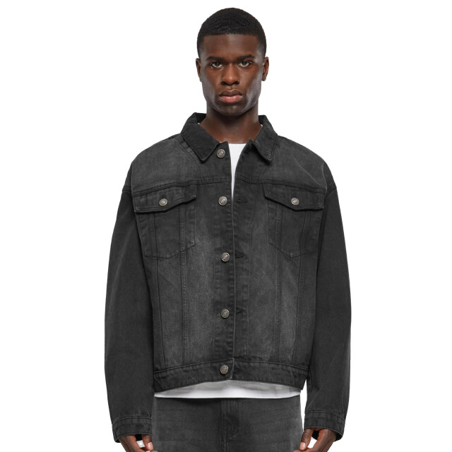 Urban Classics Heren zwaargewicht boxy denim jas UTTN479_blackwash large