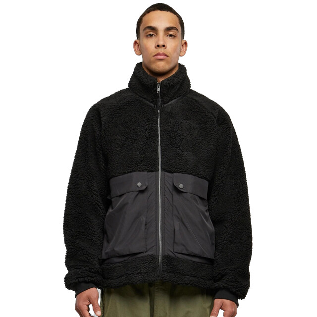 Urban Classics Heren sherpa korte raglan jas UTTN463_blackblack large