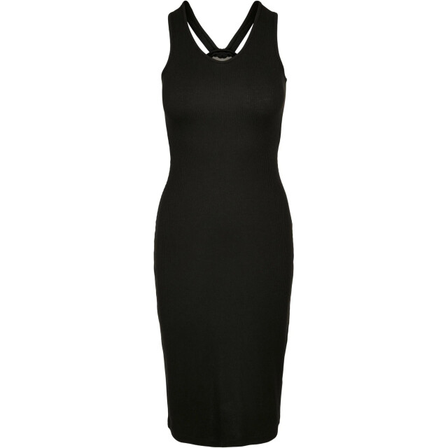 Urban Classics Dames geribbelde mouwloze midi-jurk UTTN214_black large