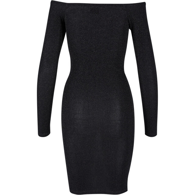 Urban Classics Dames glitter off shoulder jurk met lange mouwen UTTN223_black large