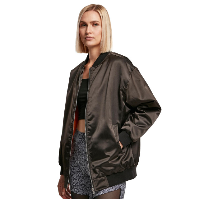 Urban Classics Dames satijnen oversized bomberjack UTTN467_black large
