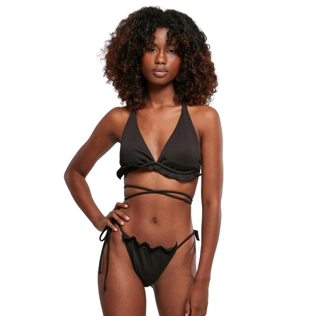 Urban Classics Dames babylock geribbelde driehoek cups bikiniset UTTN471_black large