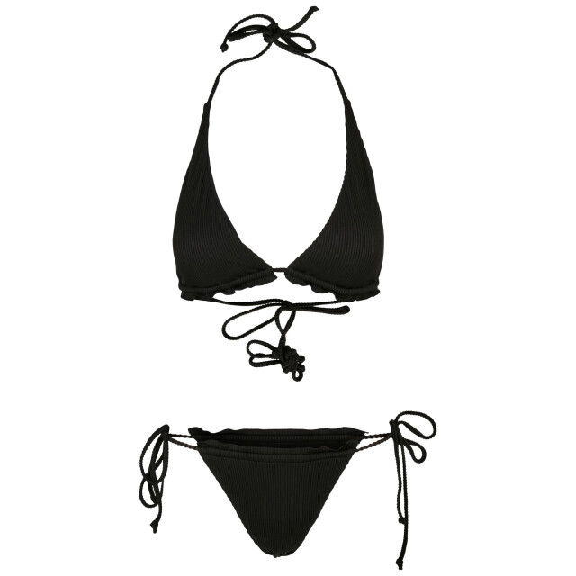 Urban Classics Dames babylock geribbelde driehoek cups bikiniset UTTN471_black large