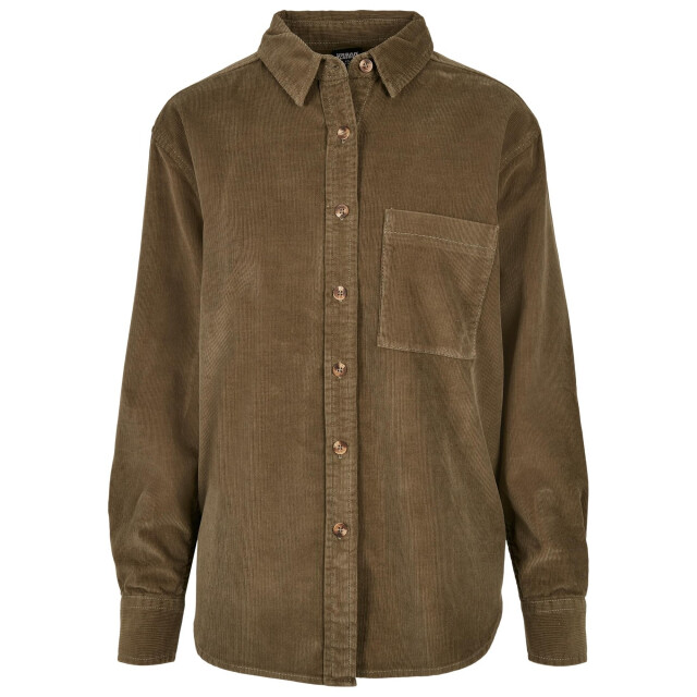 Urban Classics Dames corduroy oversized shirt UTTN189_olive large