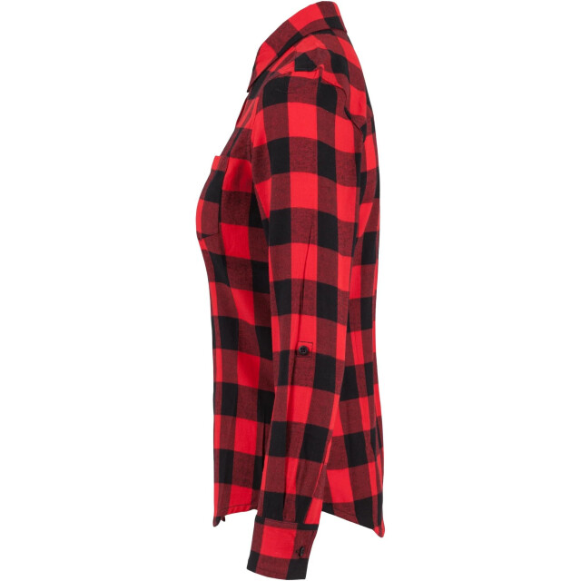 Urban Classics Geruit flanellen overhemd met omgeslagen manchet dames UTTN450_blackred large