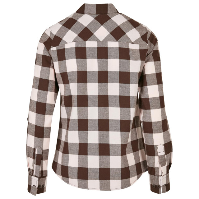 Urban Classics Geruit flanellen overhemd met omgeslagen manchet dames UTTN450_pinkbrown large