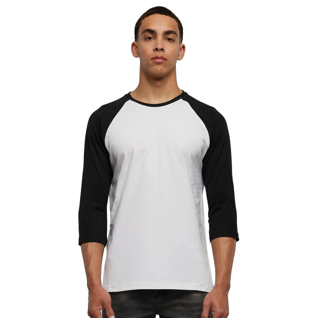 Urban Classics Heren contrast raglan 3/4 mouwen t-shirt UTTN448_whiteblack large