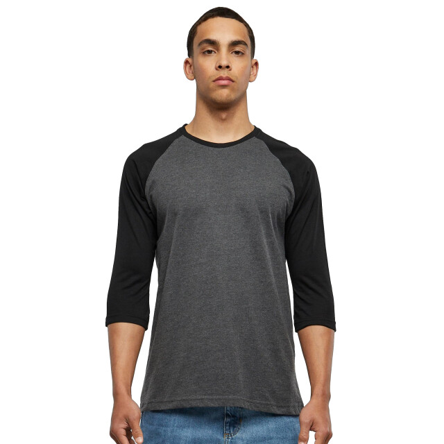 Urban Classics Heren contrast raglan 3/4 mouwen t-shirt UTTN448_charcoalblack large