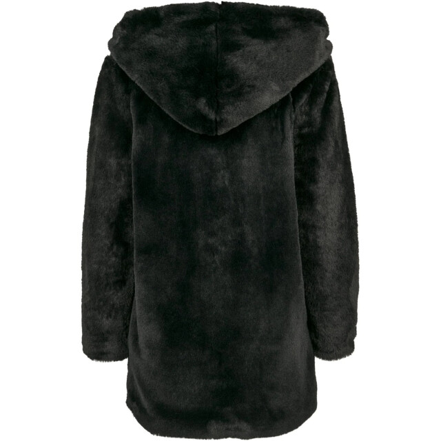 Urban Classics Dames teddy fleece mantel met capuchon UTTN428_black large