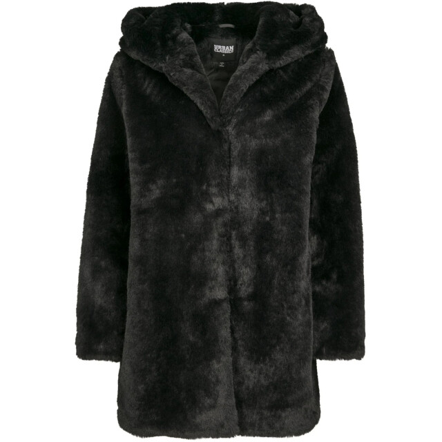 Urban Classics Dames teddy fleece mantel met capuchon UTTN428_black large