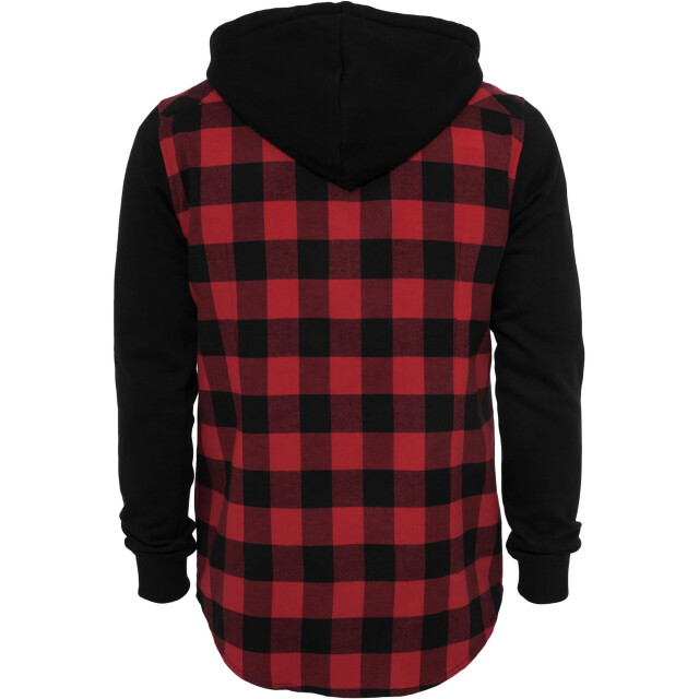 Urban Classics Heren geruit flanellen overhemd met capuchon en lange mouwen UTTN409_redblack large