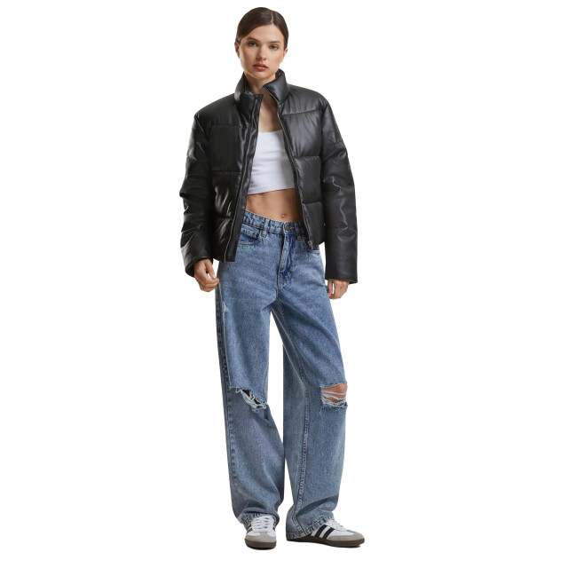 Urban Classics Dames synthetisch leren pufferjack UTTN1661_black large