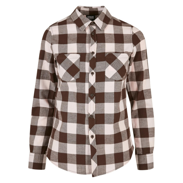 Urban Classics Geruit flanellen overhemd met omgeslagen manchet dames UTTN450_pinkbrown large