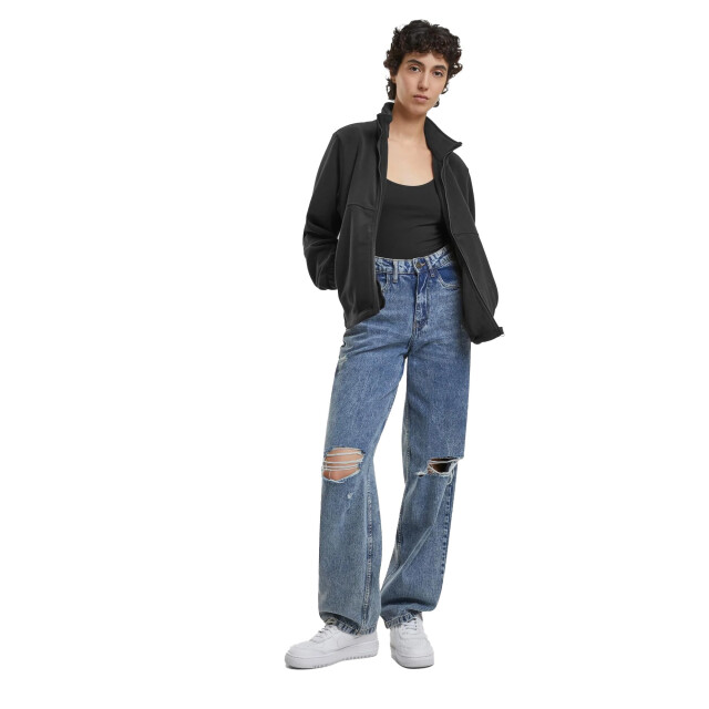 Urban Classics Dames effen polar fleece dubbellaags jas UTTN1659_black large