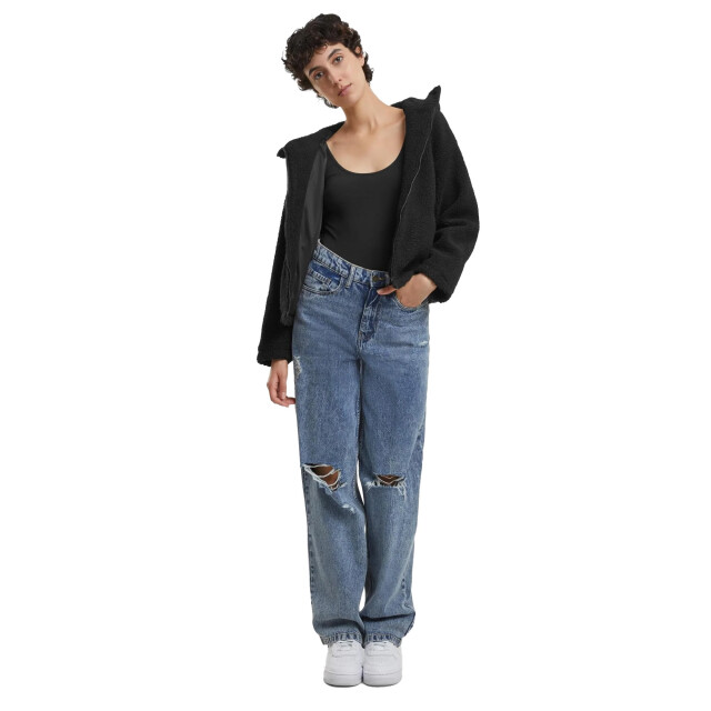 Urban Classics Dames sherpa fleecejas met capuchon UTTN1660_black large