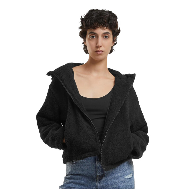 Urban Classics Dames sherpa fleecejas met capuchon UTTN1660_black large