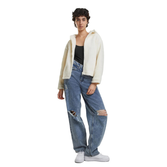 Urban Classics Dames sherpa fleecejas met capuchon UTTN1660_whitesand large