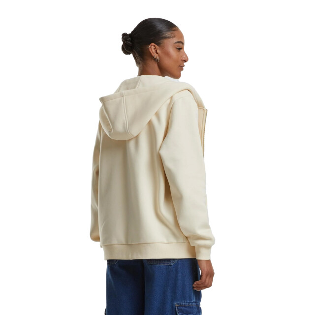 Urban Classics Dames fluffy full zip hoodie UTTN1640_whitesand large
