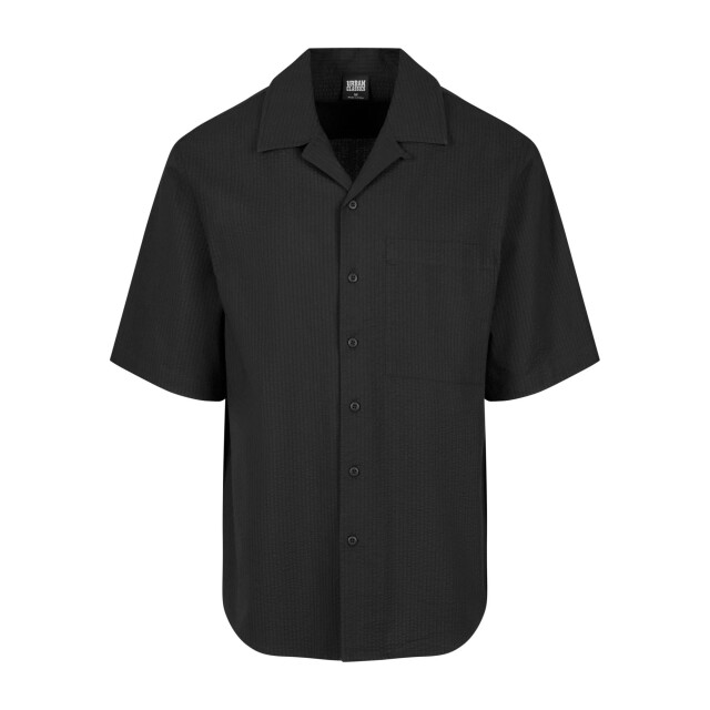 Urban Classics Heren seersucker relaxed fit overhemd met korte mouwen UTTN1642_black large