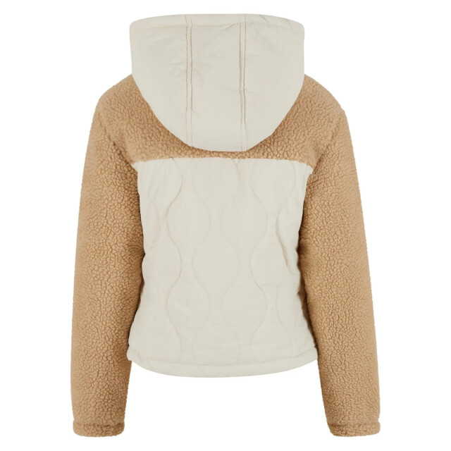 Urban Classics Dames crinkle fleece jas UTTN1644_unionbeigewhitesand large