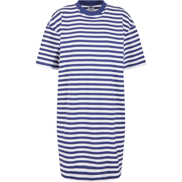 Urban Classics Dames gestreept oversized t-shirt jurk UTTN367_whitedarkblue large