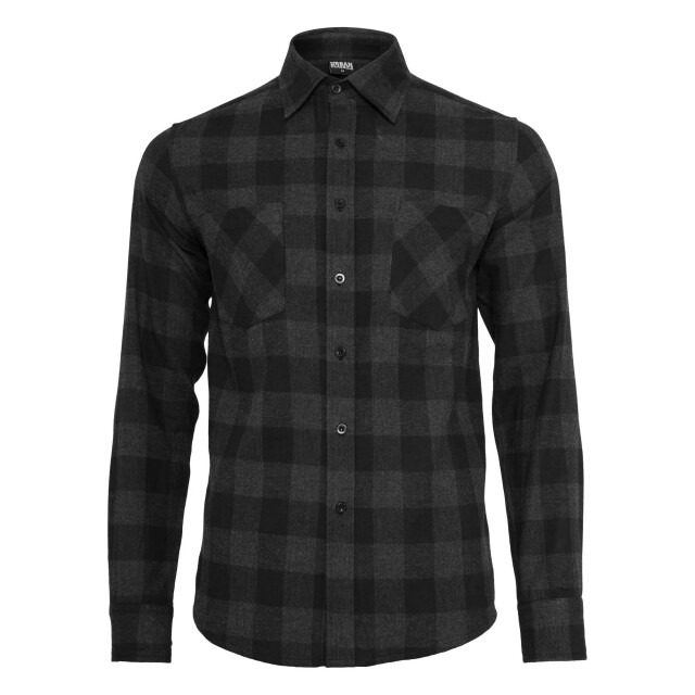 Urban Classics Heren geruit flannel shirt UTTN342_blackcharcoal large