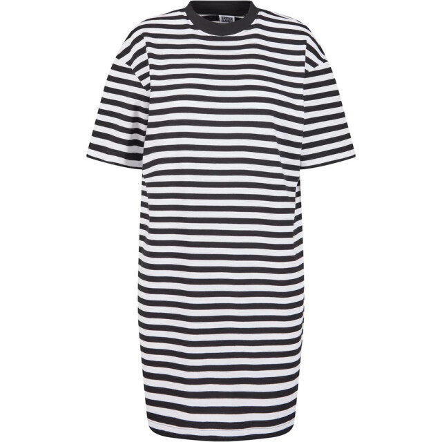 Urban Classics Dames gestreept oversized t-shirt jurk UTTN367_whiteblack large