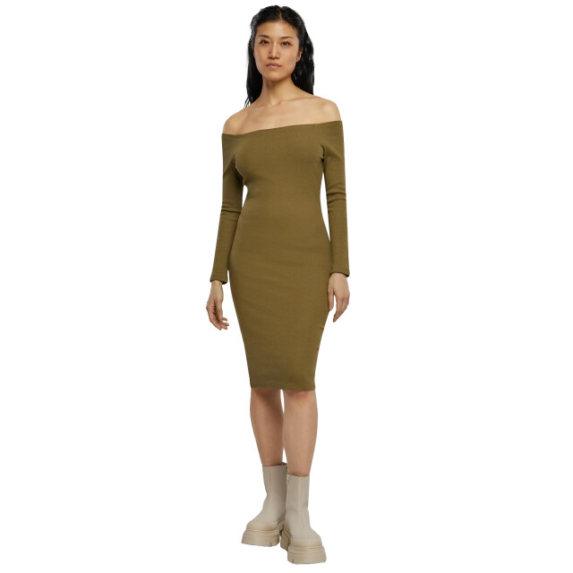 Urban Classics Dames ribbed off shoulders jurk met lange mouwen UTTN353_tiniolive large