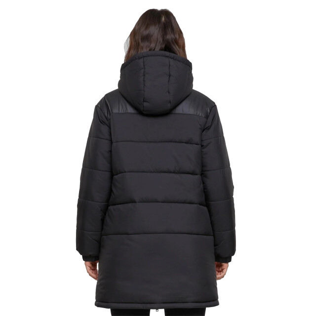 Urban Classics Dames gemengde pufferjas met capuchon UTTN349_black large