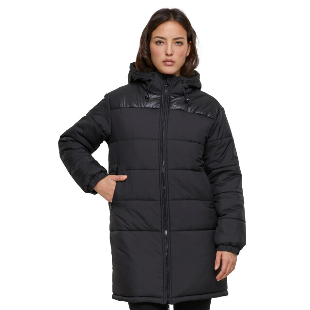 Urban Classics Dames gemengde pufferjas met capuchon UTTN349_black large