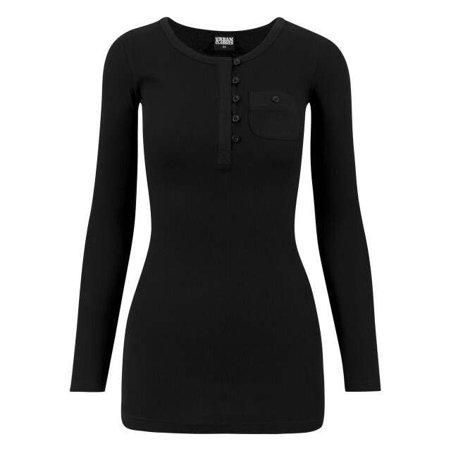 Urban Classics Dames geribd zak lang omslag t-shirt UTTN317_black large