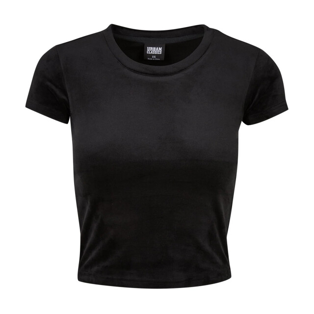 Urban Classics Dames fluwelen kort t-shirt UTTN1575_black large
