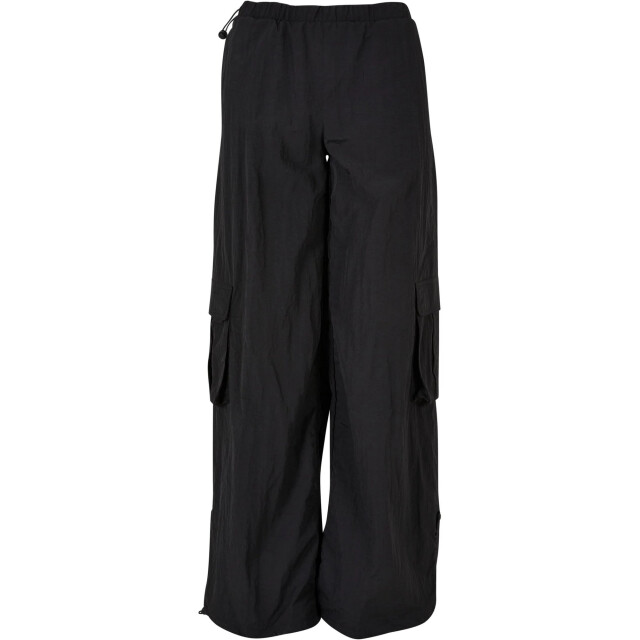 Urban Classics Dames nylon gekreukelde wijde cargo broek UTTN1561_black large
