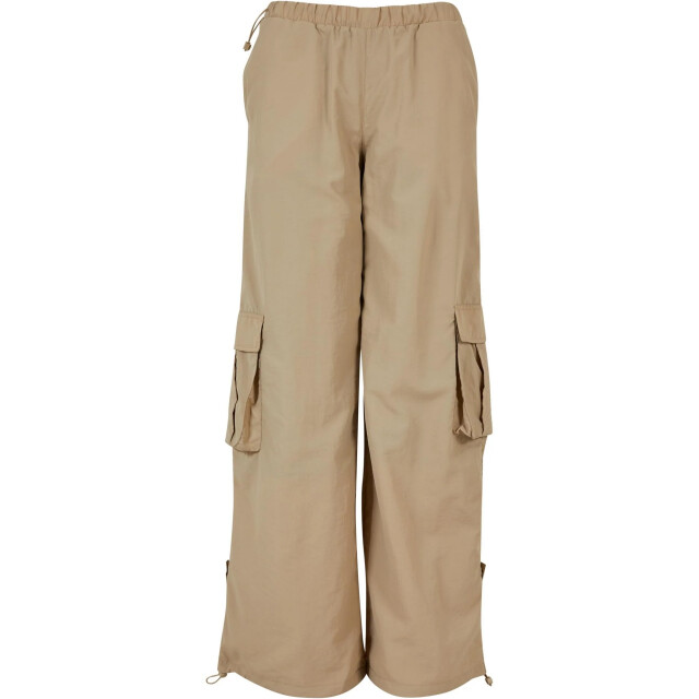 Urban Classics Dames nylon gekreukelde wijde cargo broek UTTN1561_concrete large