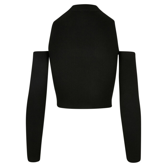 Urban Classics Dames ribgebreide schouderuitsnijdingen top met lange mouwen UTTN280_black large