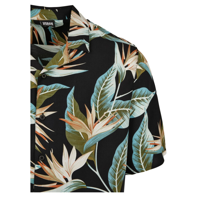 Urban Classics Heren blossom resort overhemd UTTN270_blackwhite large