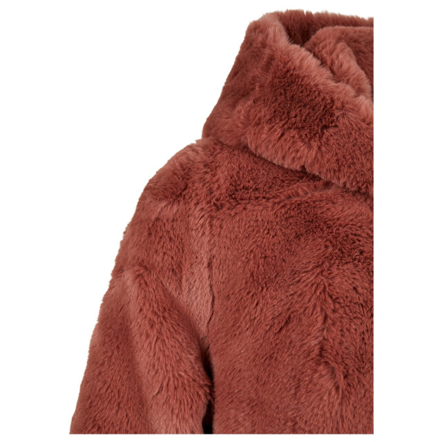 Urban Classics Meisjes teddy fleece mantel met capuchon UTTN1553_darkrose large