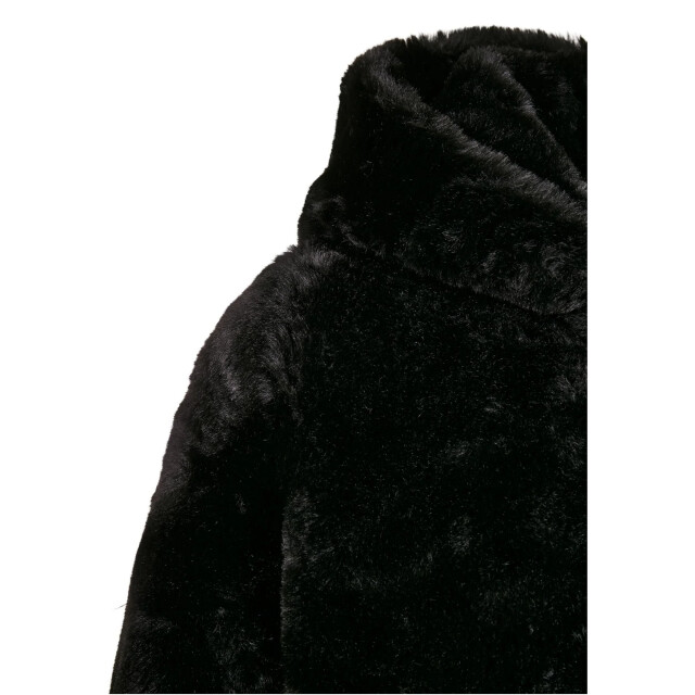 Urban Classics Meisjes teddy fleece mantel met capuchon UTTN1553_black large