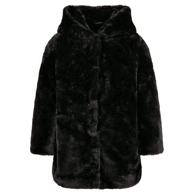 Urban Classics Meisjes teddy fleece mantel met capuchon UTTN1553_black large