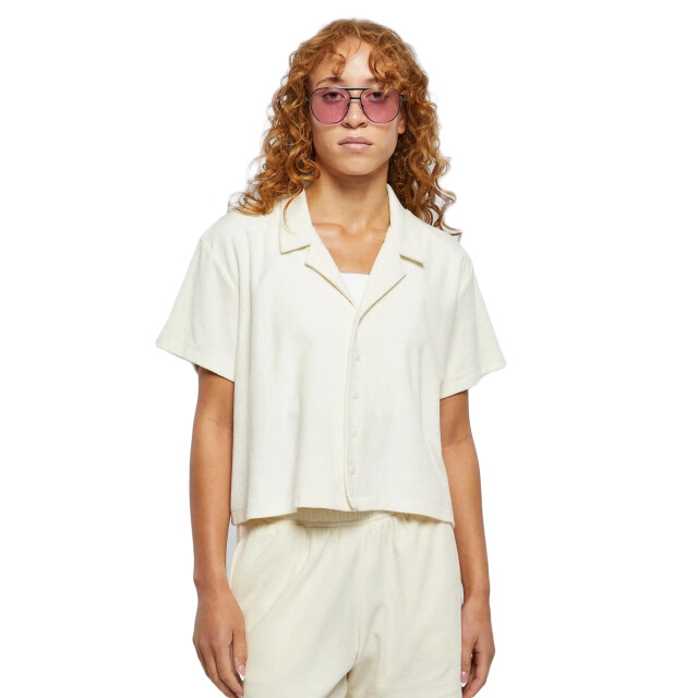 Urban Classics Dames badstof resort shirt UTTN253_palewhite large