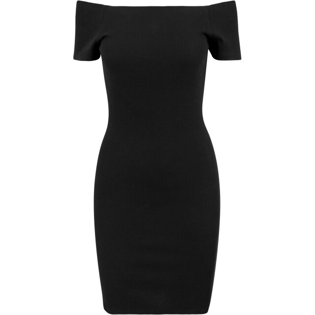 Urban Classics Dames ribbed off shoulder dress UTTN153_black large