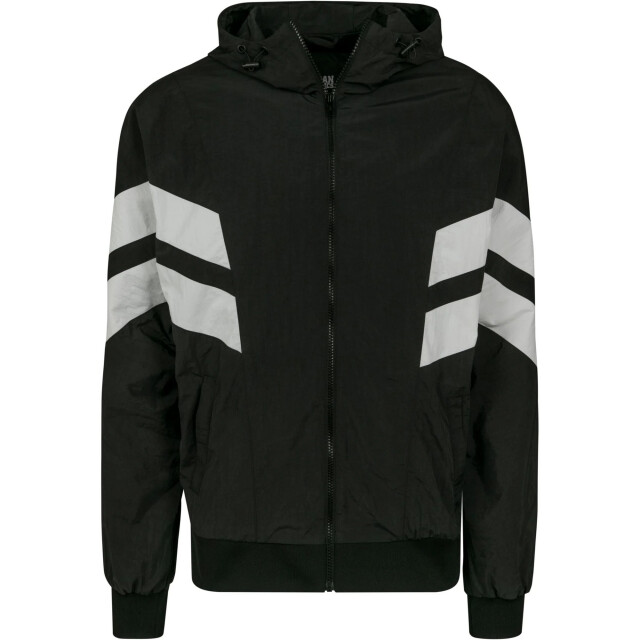 Urban Classics Heren stripe detail crinkle track jacket UTTN269_blackwhite large