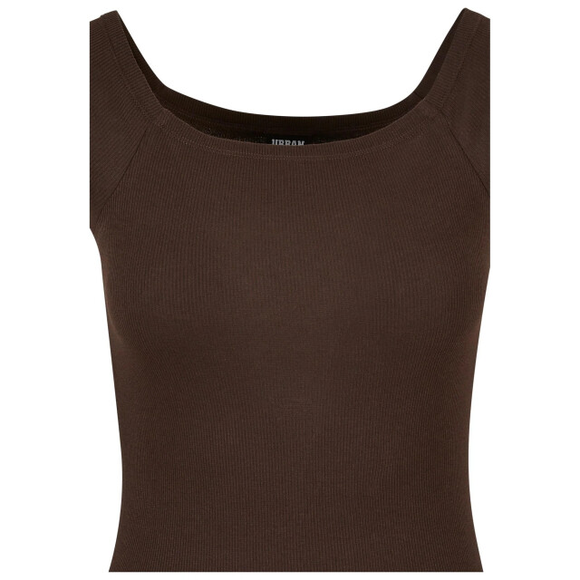 Urban Classics Dames ribbed off shoulder dress UTTN153_brown large