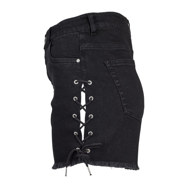 Urban Classics Dames denim lace up hoge taille shorts UTTN244_blackwash large