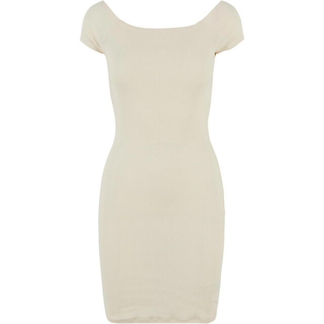 Urban Classics Dames ribbed off shoulder dress UTTN153_whitesand large